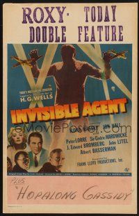 4k327 INVISIBLE AGENT WC '42 fx image of invisible man with WWII airplanes, Peter Lorre
