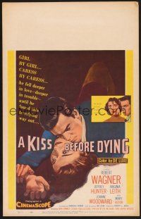 4k341 KISS BEFORE DYING WC '56 great close up art of Robert Wagner & Joanne Woodward!