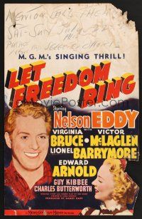 4k354 LET FREEDOM RING WC '39 close up of smiling Nelson Eddy & pretty Virginia Bruce!