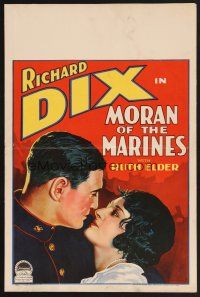 4k381 MORAN OF THE MARINES WC '28 great romantic artwork of soldier Richard Dix & Ruth Elder!