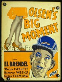 4k402 OLSEN'S BIG MOMENT WC '33 art of screwball janitor El Brendel looking up woman's skirt!