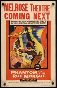 4k418 PHANTOM OF THE RUE MORGUE WC '54 cool art of the mammoth monstrous man & sexy girl!