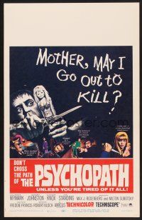 4k429 PSYCHOPATH WC '66 Robert Bloch, wild horror image, Mother, may I go out to kill?
