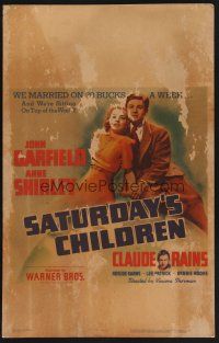 4k450 SATURDAY'S CHILDREN WC '40 John Garfield & Anne Shirley are married, poor & proud of it!