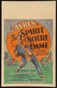 4k482 SPIRIT OF NOTRE DAME WC '31 great stone litho football image, based on Knute Rockne's life!