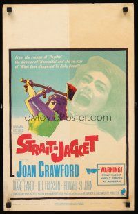 4k486 STRAIT-JACKET WC '64 art of crazy ax murderer Joan Crawford, directed by William Castle!