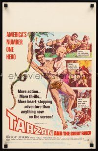 4k497 TARZAN & THE GREAT RIVER WC '67 art of Mike Henry in the title role w/sexy Diana Millay!