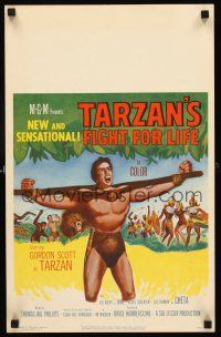 4k504 TARZAN'S FIGHT FOR LIFE WC '58 close up art of Gordon Scott bound with arms outstretched!