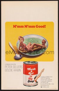 4k512 THERE'S A GIRL IN MY SOUP WC '71 Peter Sellers & Goldie Hawn, great Campbells soup can art!