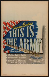 4k514 THIS IS THE ARMY WC '43 Irving Berlin musical, Lt. Ronald Reagan, cool patriotic design!