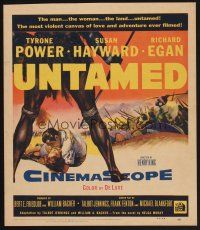4k534 UNTAMED WC '55 cool art of Tyrone Power & Susan Hayward in Africa with native tribe!