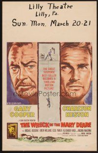 4k569 WRECK OF THE MARY DEARE WC '59 super close artwork of Gary Cooper & Charlton Heston!