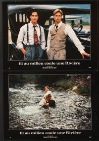 4k084 RIVER RUNS THROUGH IT 8 French LCs '92 Robert Redford, Brad Pitt, great fly fishing images!