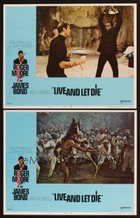 4m980 LIVE & LET DIE 2 LCs '73 Roger Moore as James Bond fighting Yaphet Kotto!