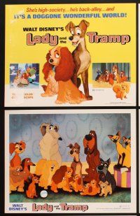 4m033 LADY & THE TRAMP 9 11x14 stills R72 Walt Disney romantic canine dog classic cartoon!