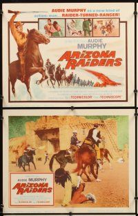 4m087 ARIZONA RAIDERS 8 LCs '65 close up of Audie Murphy with rifle drawn on horseback!