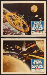 4m906 BATTLE IN OUTER SPACE 4 LCs '60 Uchu Daisenso, Toho sci-fi, space declares war on Earth!