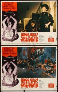 4m136 BLOOD ORGY OF THE SHE DEVILS 8 LCs '72 Ted V. Mikels, wild sexy horror images!
