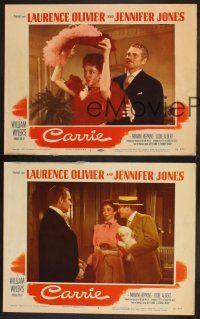 4m935 CARRIE 3 LCs '52 romantic Laurence Olivier & Jennifer Jones, William Wyler directed!