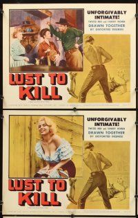4m399 LUST TO KILL 8 LCs '59 Toller border art of sexy bad girl pulling a gun on cowboy!