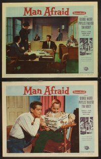 4m760 MAN AFRAID 7 LCs '57 George Nader, the most terrifying suspense your heart has ever felt!