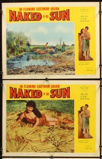 4m460 NAKED IN THE SUN 8 LCs '57 white slavery filmed in the wilds of Florida's jungles!