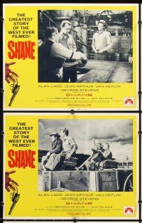 4m603 SHANE 8 int'l LCs R66 classic western, Alan Ladd, Jean Arthur, Van Heflin, Brandon De Wilde