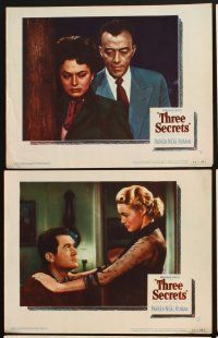4m862 THREE SECRETS 6 LCs '50 Eleanor Parker, Patricia Neal & Ruth Roman hide their pasts!