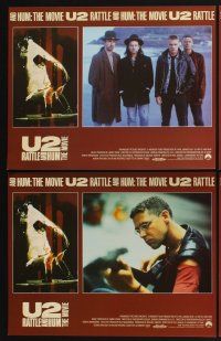 4m675 U2 RATTLE & HUM 8 LCs '88 young Irish rockers Bono, The Edge, Larry Mullen Jr!