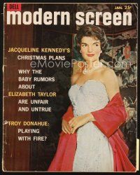 4p122 MODERN SCREEN magazine January 1962 full-length beautiful Jacqueline Kennedy by Karsh!