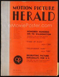 4p062 MOTION PICTURE HERALD exhibitor magazine May 6, 1944 cool Pin-Up Girl die-cut ad & fold-out!