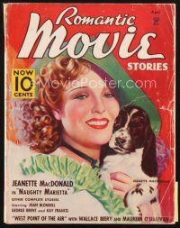4p108 MOVIE STORY magazine April 1935 art of Jeanette MacDonald & cute dog in Naughty Marietta!