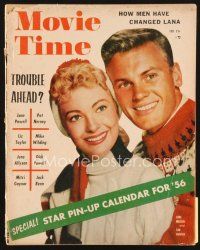 4p130 MOVIE TIME magazine February 1956 Lori Nelson & Tab Hunter + Marilyn Monroe on calendar!