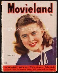 4p131 MOVIELAND magazine April 1945 head & shoulders smiling portrait of Ingrid Bergman!