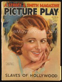 4p087 PICTURE PLAY magazine April 1931 artwork of smiling Janet Gaynor by Modest Stein!