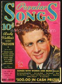 4p140 POPULAR SONGS magazine March 1935 cover artwork of Rudy Vallee + Mickey Mouse inside!