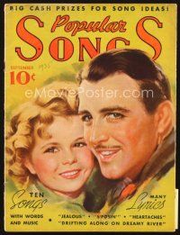 4p141 POPULAR SONGS magazine September 1935 wonderful artwork of cute Shirley Temple & John Boles!