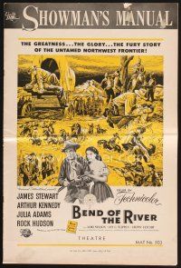 4p298 BEND OF THE RIVER pressbook '52 art of Jimmy Stewart & Julia Adams, directed by Anthony Mann!