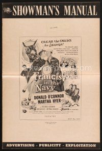4p322 FRANCIS IN THE NAVY pressbook '55 sailor Donald O'Connor & Martha Hyer + talking mule!