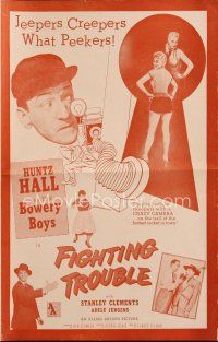 4p319 FIGHTING TROUBLE pressbook '56 Huntz Hall & the Bowery Boys, jeepers creepers what peekers!