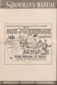 4p360 MARK OF THE RENEGADE pressbook '51 shirtless Ricardo Montalban w/sword, Cyd Charisse!