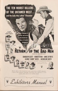 4p385 RETURN OF THE BAD MEN pressbook '48 art of Randolph Scott, Robert Ryan, Anne Jeffreys & Gabby!
