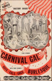 4p397 SIDESHOW BURLESQUE pressbook '54 clowning, dancing, teasing, sexy strippers, Carnival Gal!