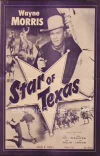 4p402 STAR OF TEXAS pressbook '53 great close up of Texas Ranger Wayne Morris holding smoking gun!