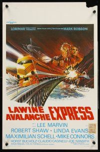 4r506 AVALANCHE EXPRESS Belgian '79 Lee Marvin, Robert Shaw, Joe Namath, cool action art!