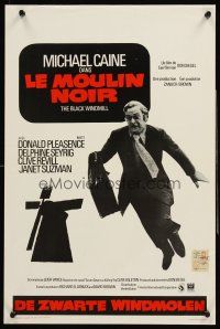 4r515 BLACK WINDMILL Belgian '74 cool image of Michael Caine running with briefcase, Don Siegel!