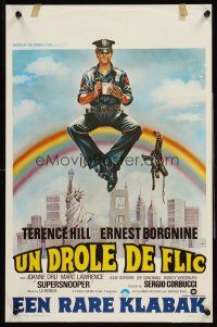 4r618 SUPER FUZZ Belgian '81 Corbucci's Poliziotto superpiu, art of Terence Hill on rainbow!