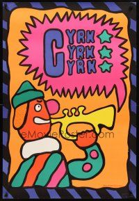 4r094 CYRK Polish commercial circus poster '80s Jan Mlodozeniec art of clown blowing horn!