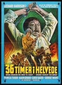 4r378 36 HOURS IN HELL Danish '69 Roberto Bianchi's 36 ore all'inferno, cool battle action art!