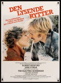 4r413 ELECTRIC HORSEMAN Danish '80 Sydney Pollack, great image of Robert Redford & Jane Fonda!